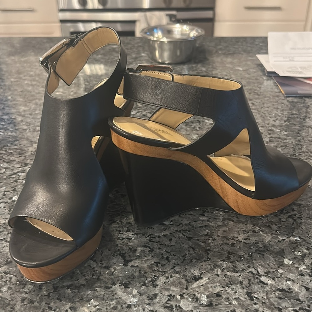 Michael Kors Black Leather Wedges
